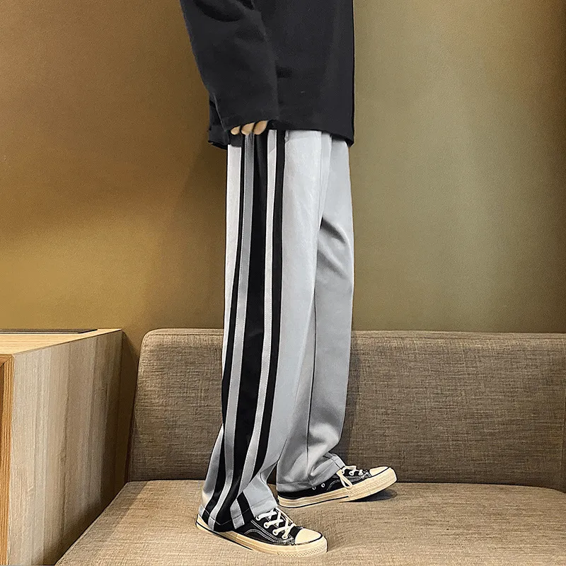 Minimal Fit Spring Striped Mopping Pants Men'S Straight Casual Pants Trend Hip-Hop Pants
