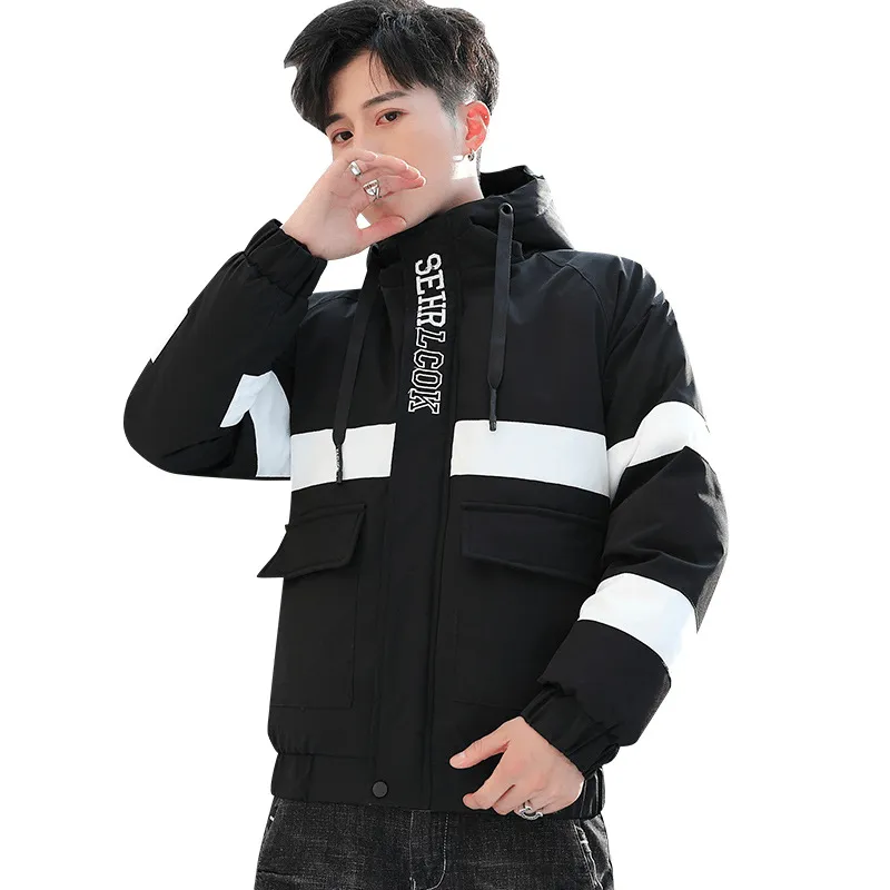 Korean Style Short Padded Jacket Men'S Thick Warm All-Match Cotton Coat Softshell Construction