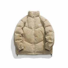 MachineWashFriendly Japanese Harajuku Pure Color Men's Stand-up Collar Cotton-padded Coat Leisure Warm