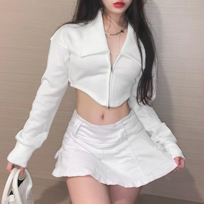 Jacket Neck Zip Cardigan Simple T-shirt Breathable mesh