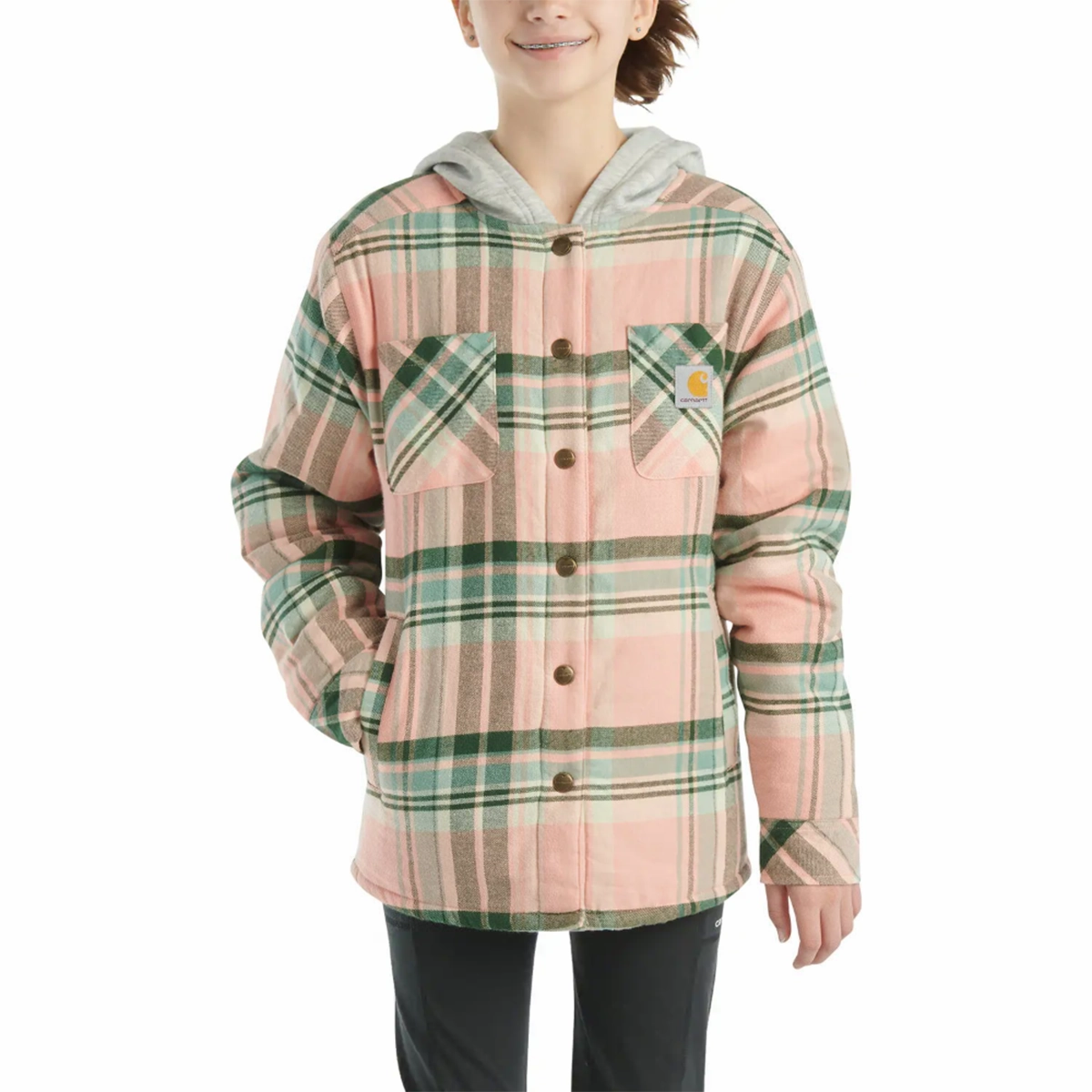 AdvancedAirflowChannels Girls' Long-Sleeve Flannel Snap Front Hooded shirt Jacket CP9580