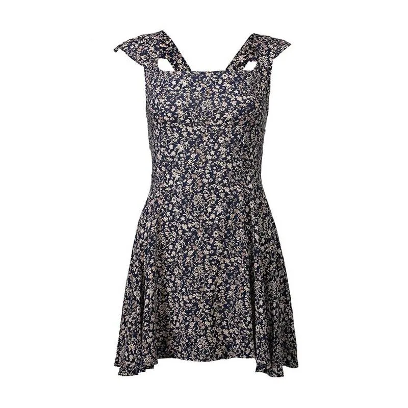 Women's Boho Backless Patterned Dress Elastic-Waist