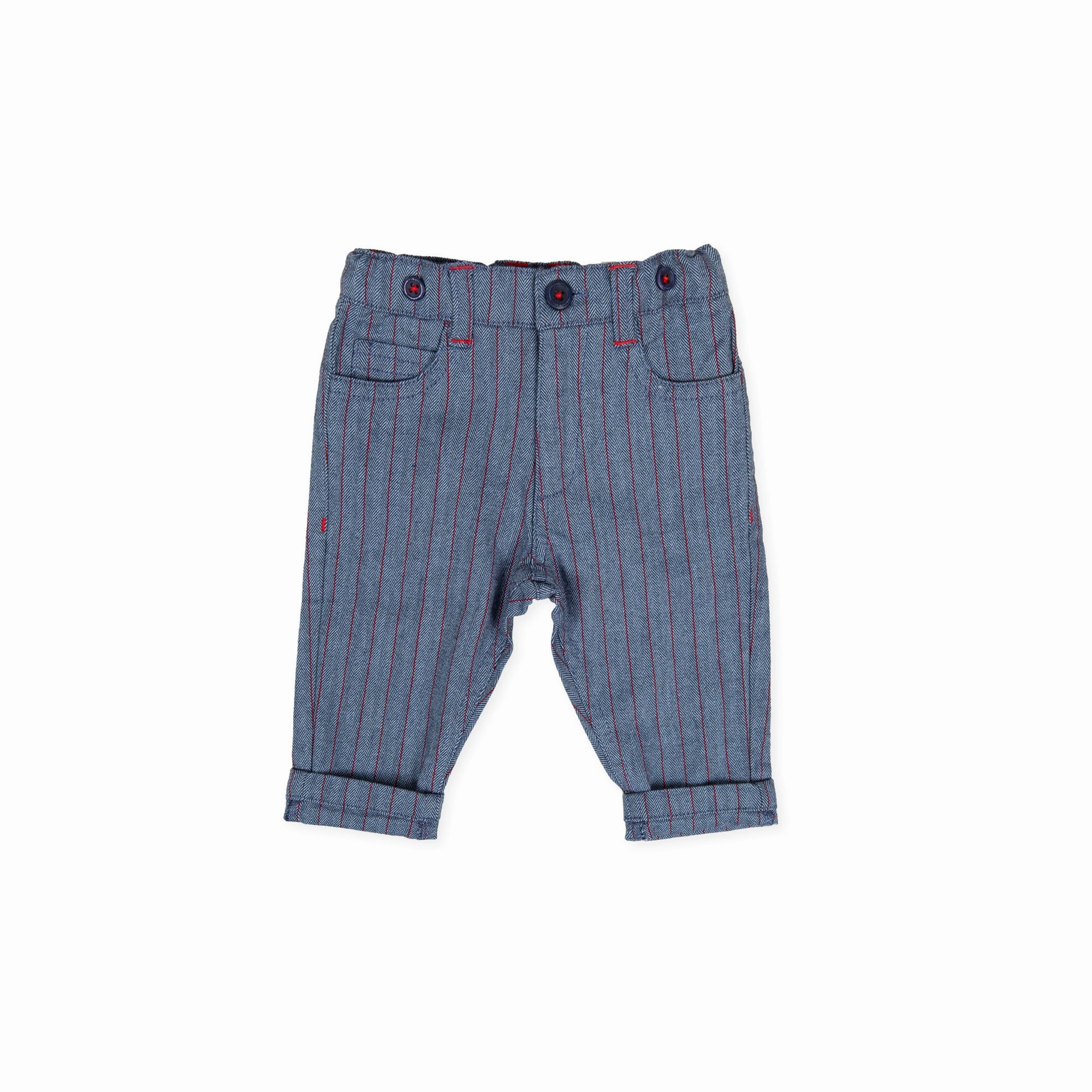 Silky texture Breathable Texture Tutto Piccolo 9116 Pantal??n Espiga Trousers - Navy Blue