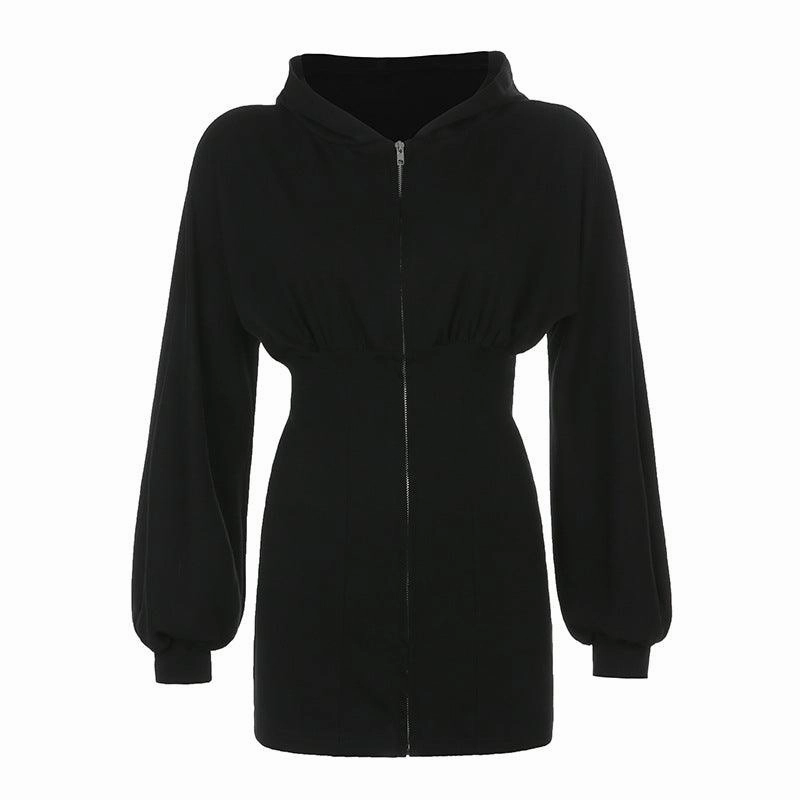 Drape Wave Light and Breezy Pleated drawstring long sleeve dress