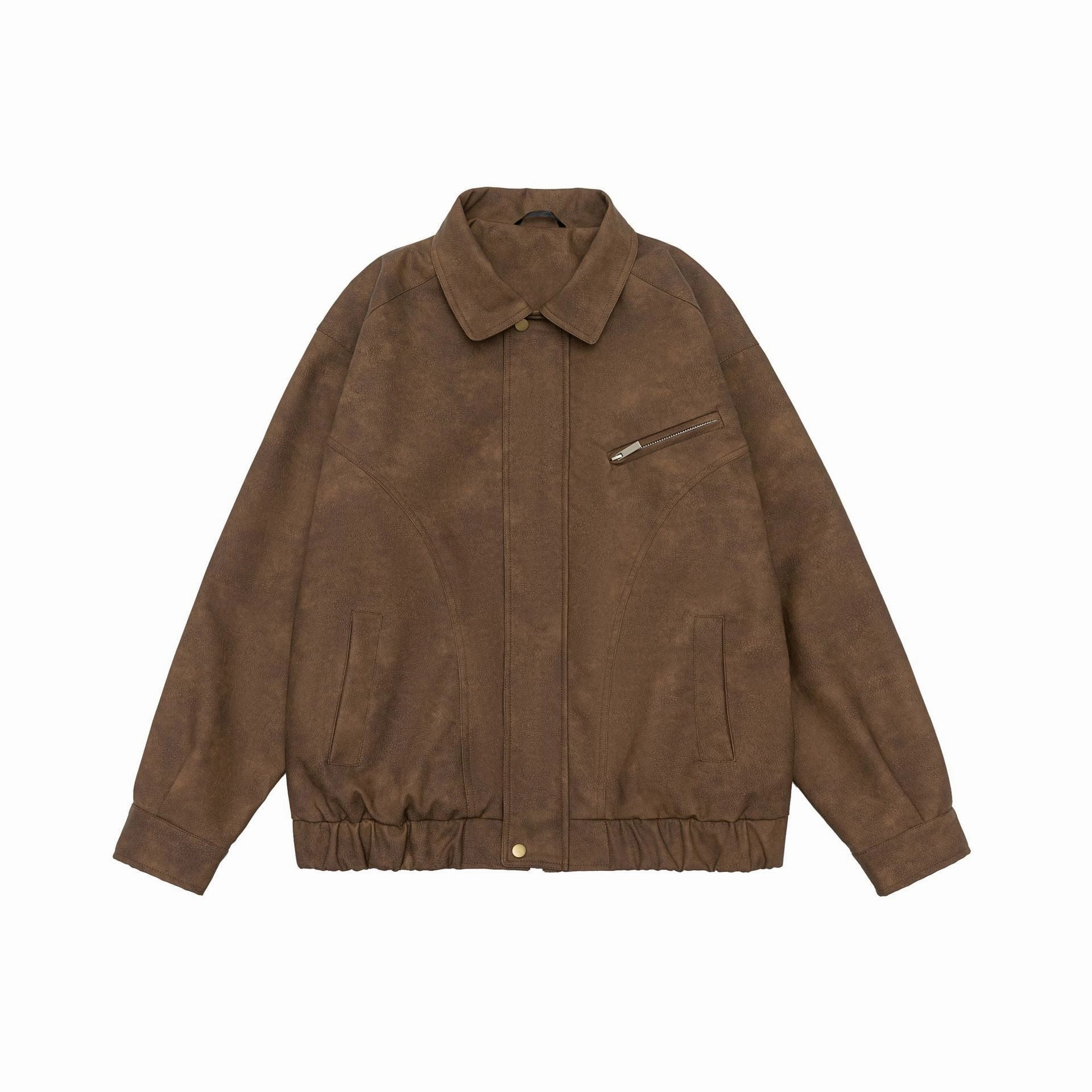 WeightedHemDesign American Retro PU Leather Jacket For Men