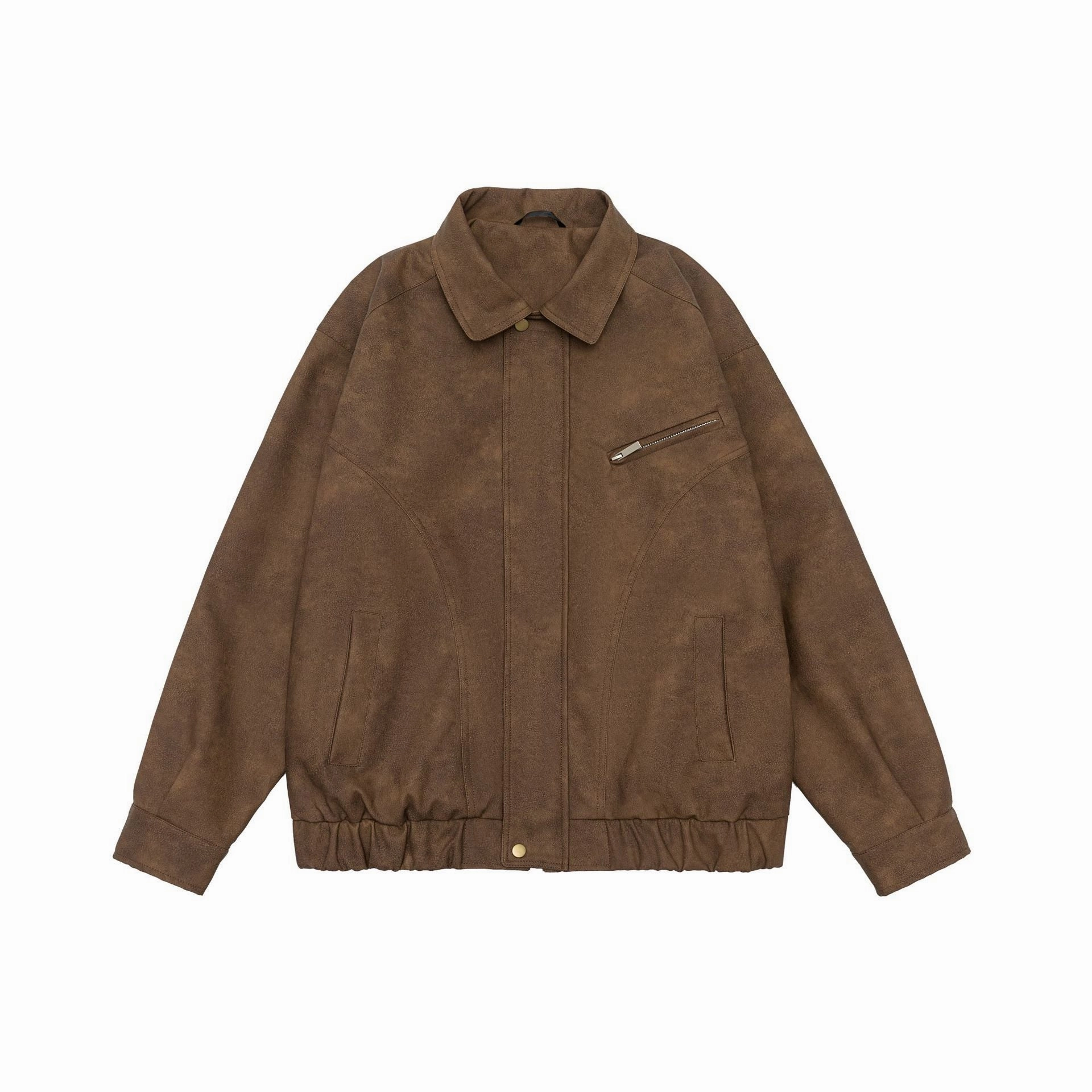 American Retro PU Leather Jacket For Men OversizedDrape BreathableKnit