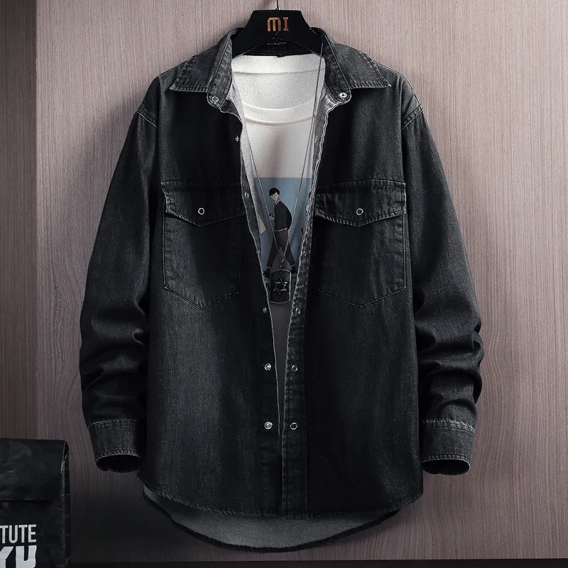 Holiday Trip Men'S Loose Long Sleeve Denim Shirt