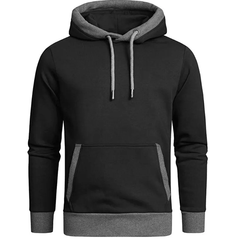 Versatile Hoodie Solid Color plus Fleece Hooded Sweater Loose Men'S Clothing