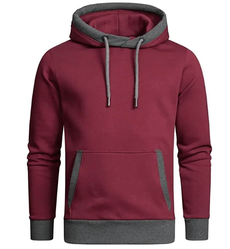 Logo Design Solid Color plus Fleece Hooded Sweater Loose Men'S Clothing