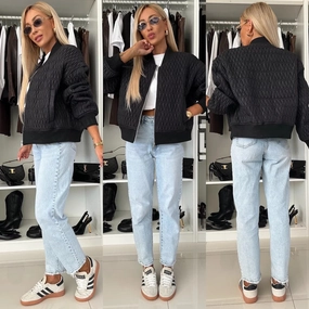 Solid Color Embroidery Short Zip Cotton Coat Jacket ShrinkResistantFabric Reinforced Stress Points