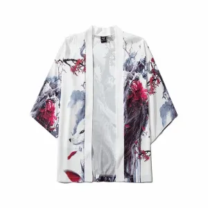 Urban Bold Source Japanese Ukiyo-E Road Robe Kimono Three-Quarter Sleeve Loose Unbuttoned Trendy Cloak Shirt Jacket