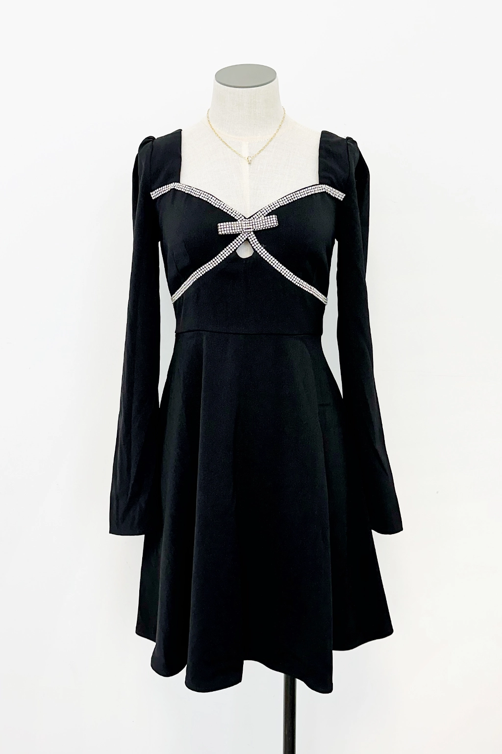 Fitted Shape Sparkle Bow Mini Dress