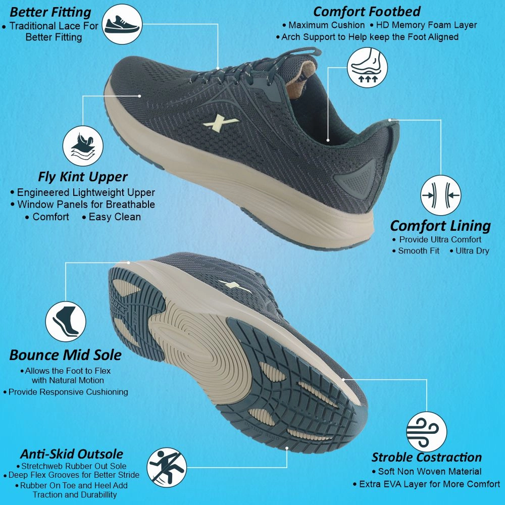 Ventilation Technology Proprioceptive Footbed SPARX Running Shoes for Men SM 834