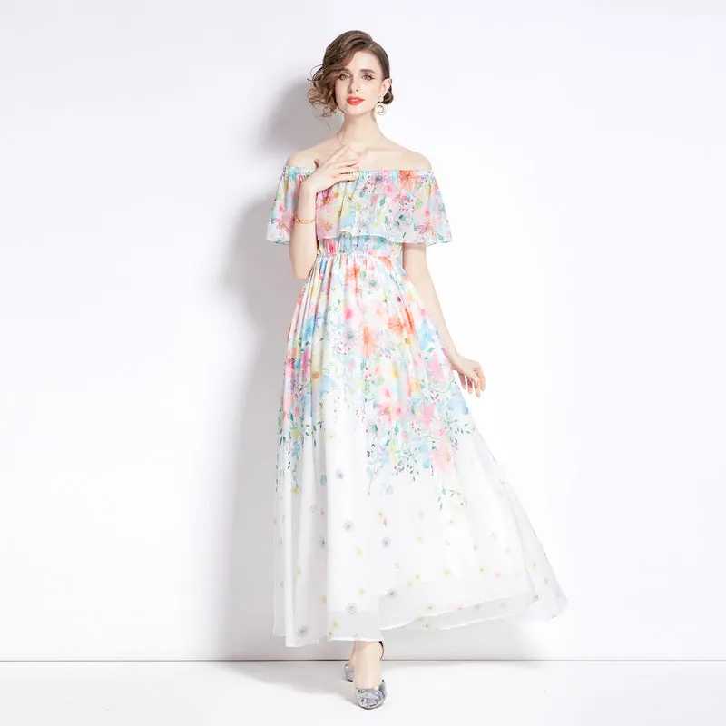 Subtle Stitch Chill Lines Split Chiffon Dress Women