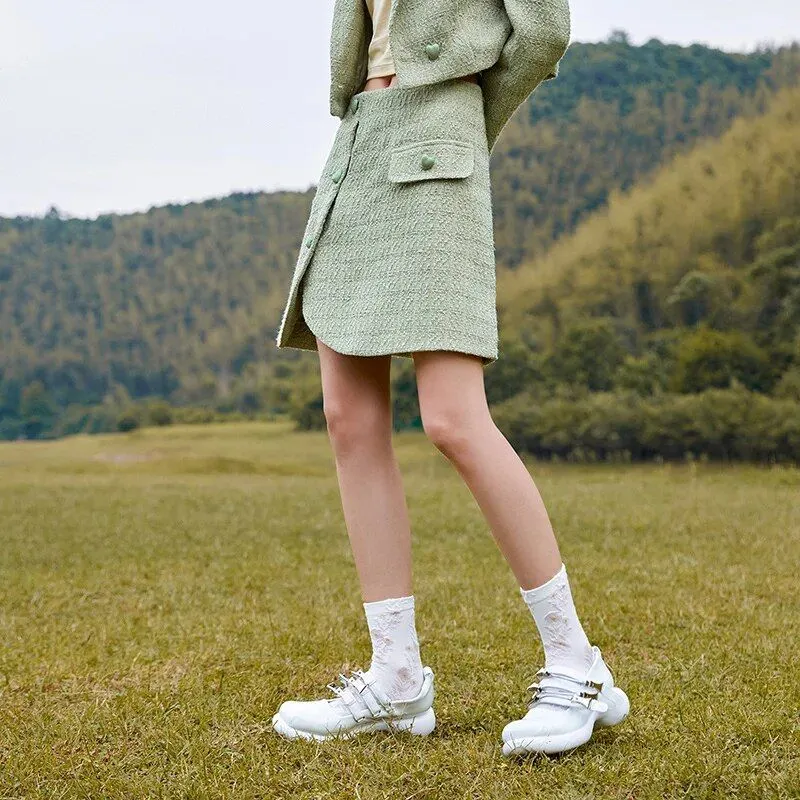 Shape Retention Chic Asymmetric Plaid A-Line Skirt