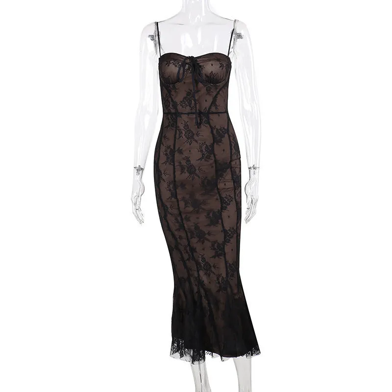Socialite Style Lace Strap Fishtail Skirt Layering Comfort Evening Ready
