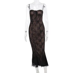 Socialite Style Lace Strap Fishtail Skirt Premium Fabric Wave Soft
