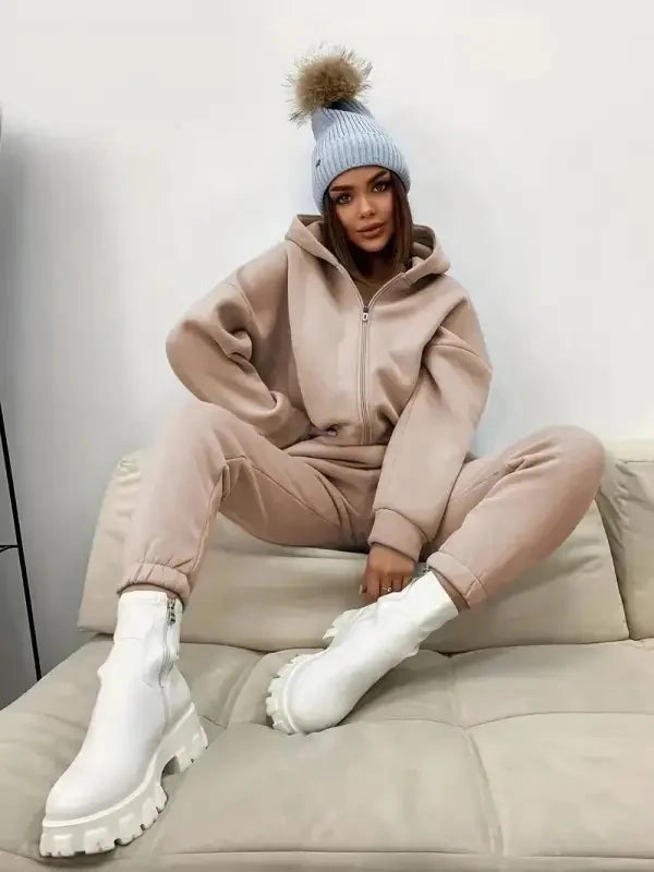 Sports Women Sweatshirt Sets product geometric precision Zip-up