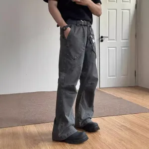 Clean Detail Office Wear Chill Outfit Date Night Pleated Deconstructing Large Workwear With Pocket Jeans For Men