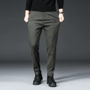 Men'S Slim Straight Autumn and Winter Men'S Casual Pants No Wrinkle