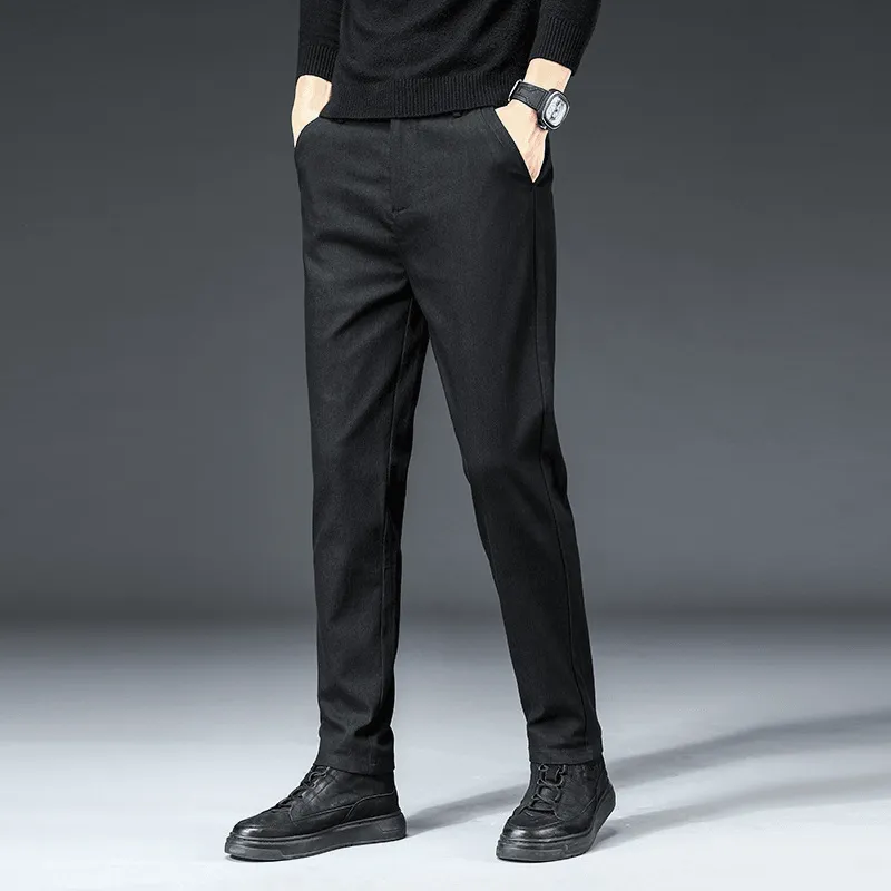 Men'S Slim Straight Autumn and Winter Men'S Casual Pants Chilly Wear