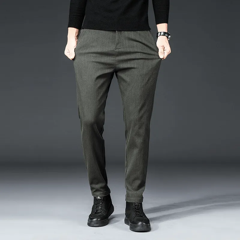 Men'S Slim Straight Autumn and Winter Men'S Casual Pants TaglessDesign