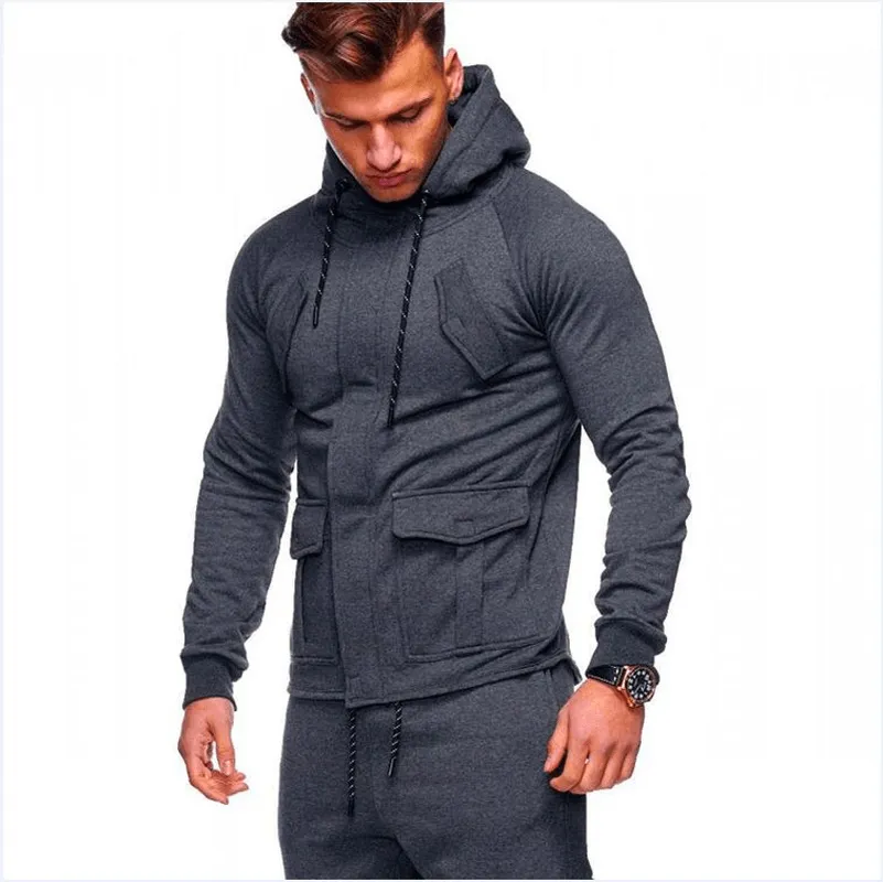 goes with sneakers product urban style quotient New Concealed Access Control Zipper Men'S Hooded Casual Sports Suit