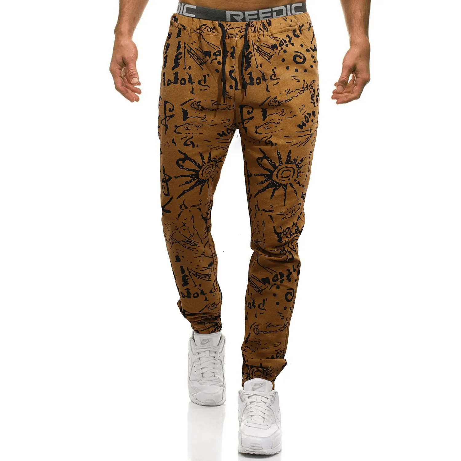 Spring and Summer New Wholesale Men'S Sports Pants Slim Cotton Linen Stretch waistband smooth zipper