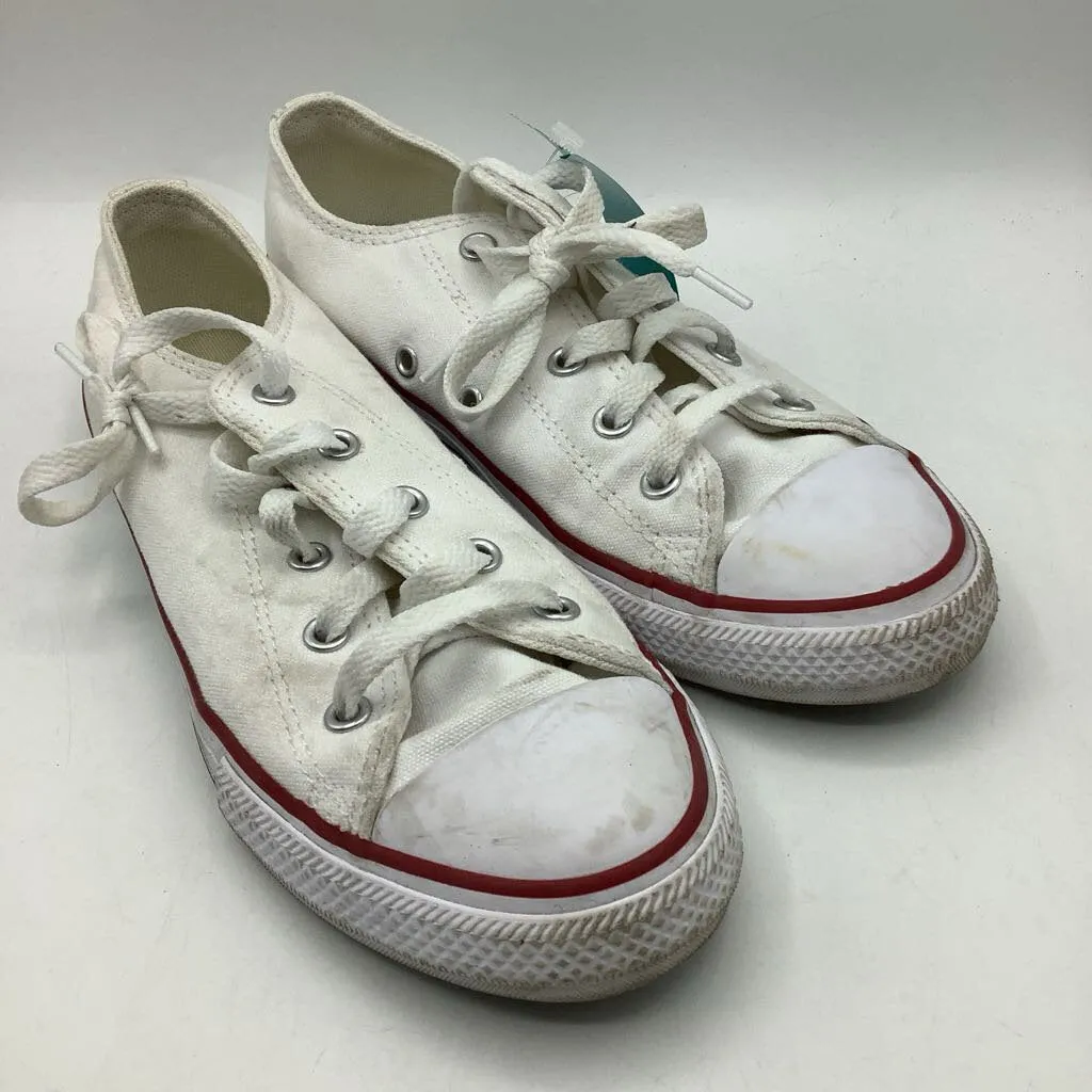 Size 3Y: Converse White Lace-Up Sneakers Abrasion Resistant Guards