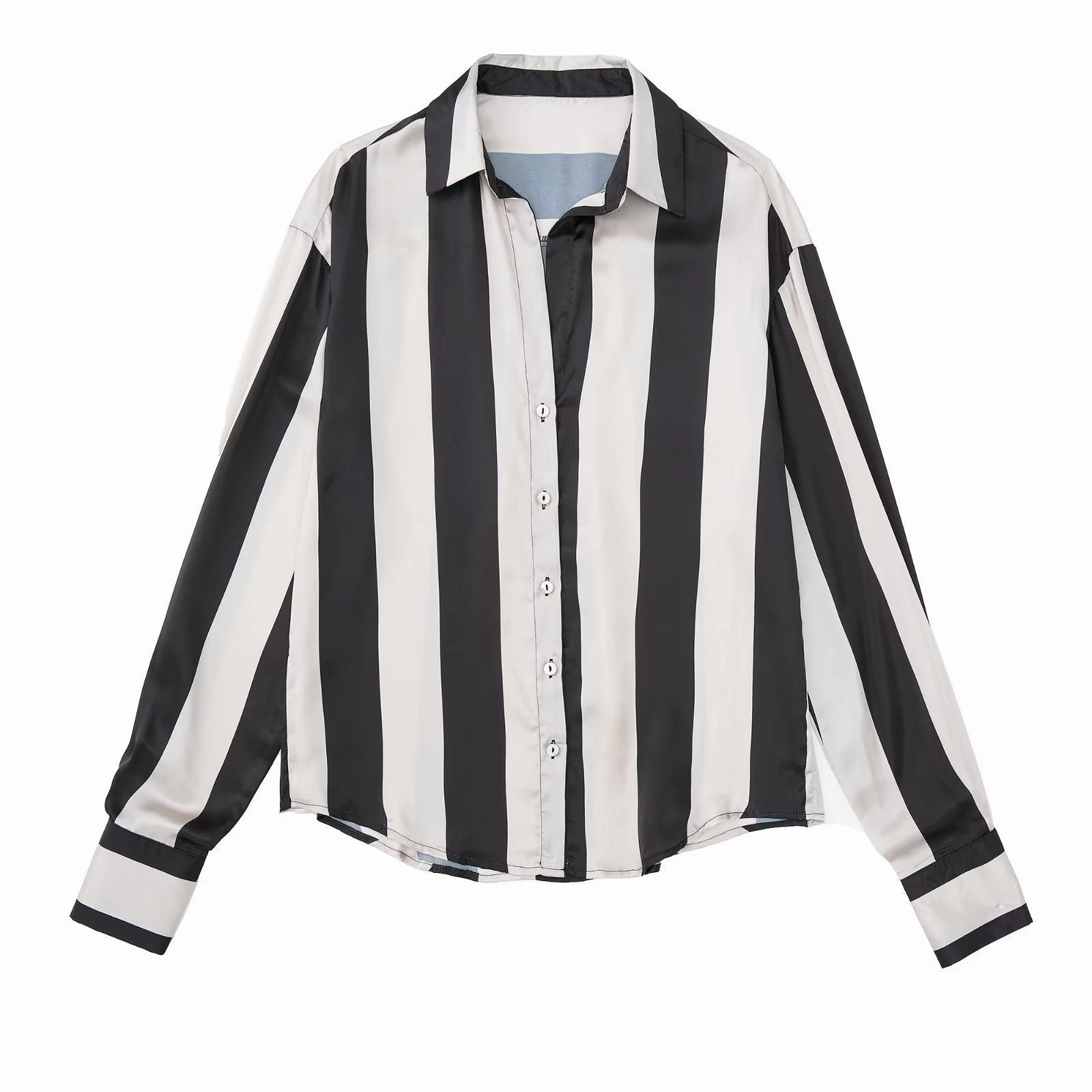 Spring And Summer New Silk Satin Texture Loose Shirt Thermoregulating Layer