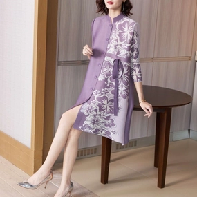 Spring Fashion Pleated Stand Collar Cardigan Single Breasted Loose Cardigan Shirt Eco Friendly Dye