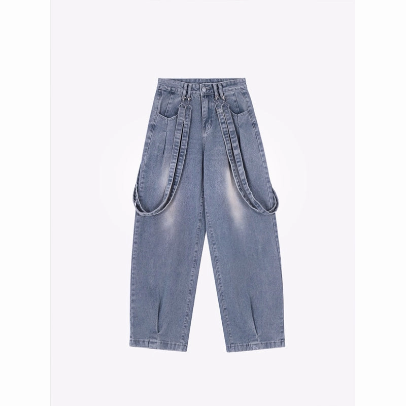 Spring Retro Minority Ribbon Design Versatile Washed Distressed Casual Pants Universal Style Day To Night