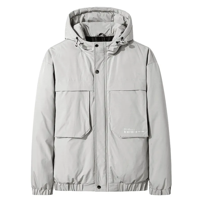 Breathable Design Stand-Up Collar Three-Dimensional Patch Pocket Black Large Size Zipper Loose-Fitting Hood