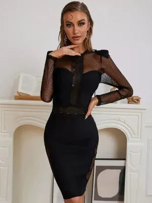 New Dot Bandage Dress Joyful Mood StretchableMaterial