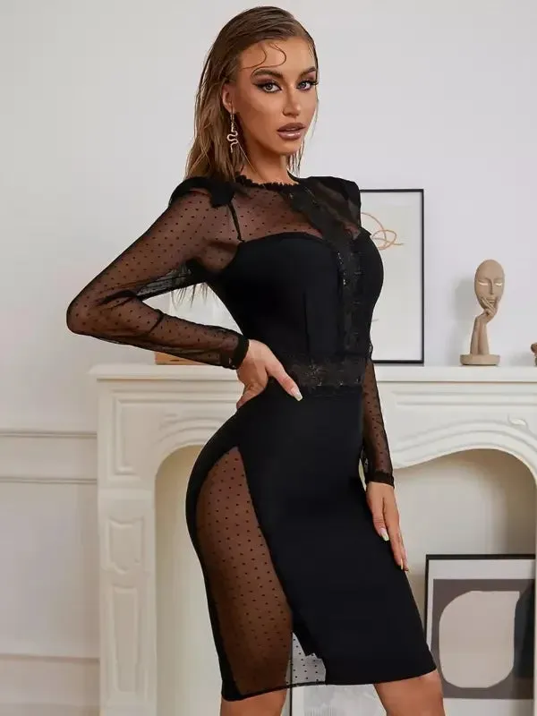 Wind Block Thick Glow New Dot Bandage Dress