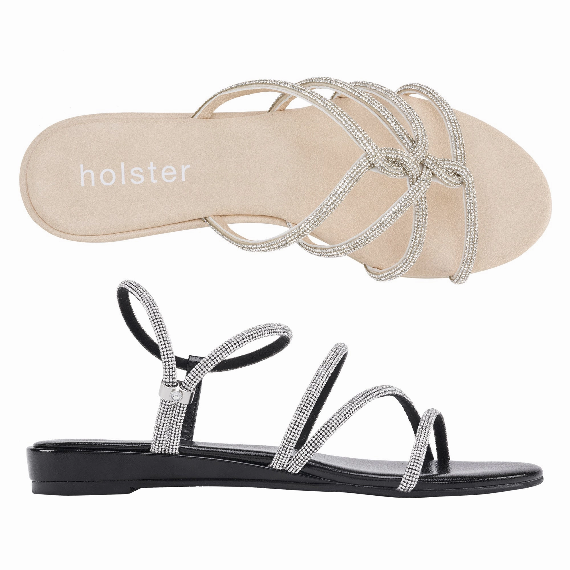 Funky Flair Sundance Low Wedge & Viva Low Wedge Bundle - Beige/Black