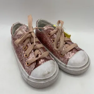 Size 5: Converse Pink Shimmery Lace-Up Sneakers Airflow Optimization