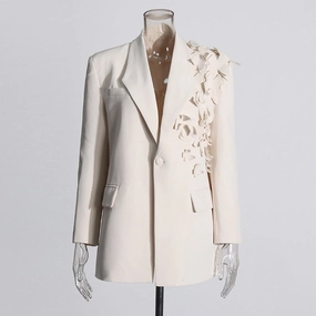 Stitching Three-dimensional Butterfly Decorative Suit Jacket Relaxed Layers Flexible Waistband