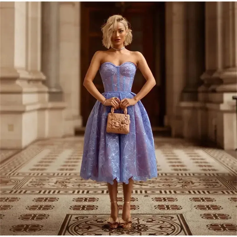 Strapless Lace Cocktail Dresses Elegant Tunic Street Light