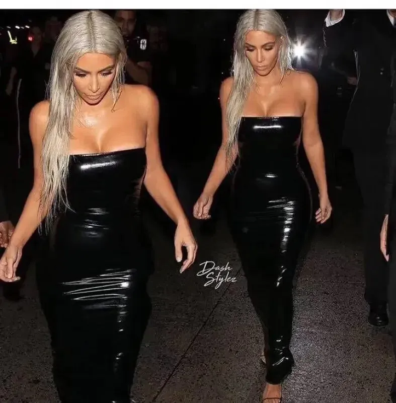 Green Soul Strapless Latex Leather Tube Dress