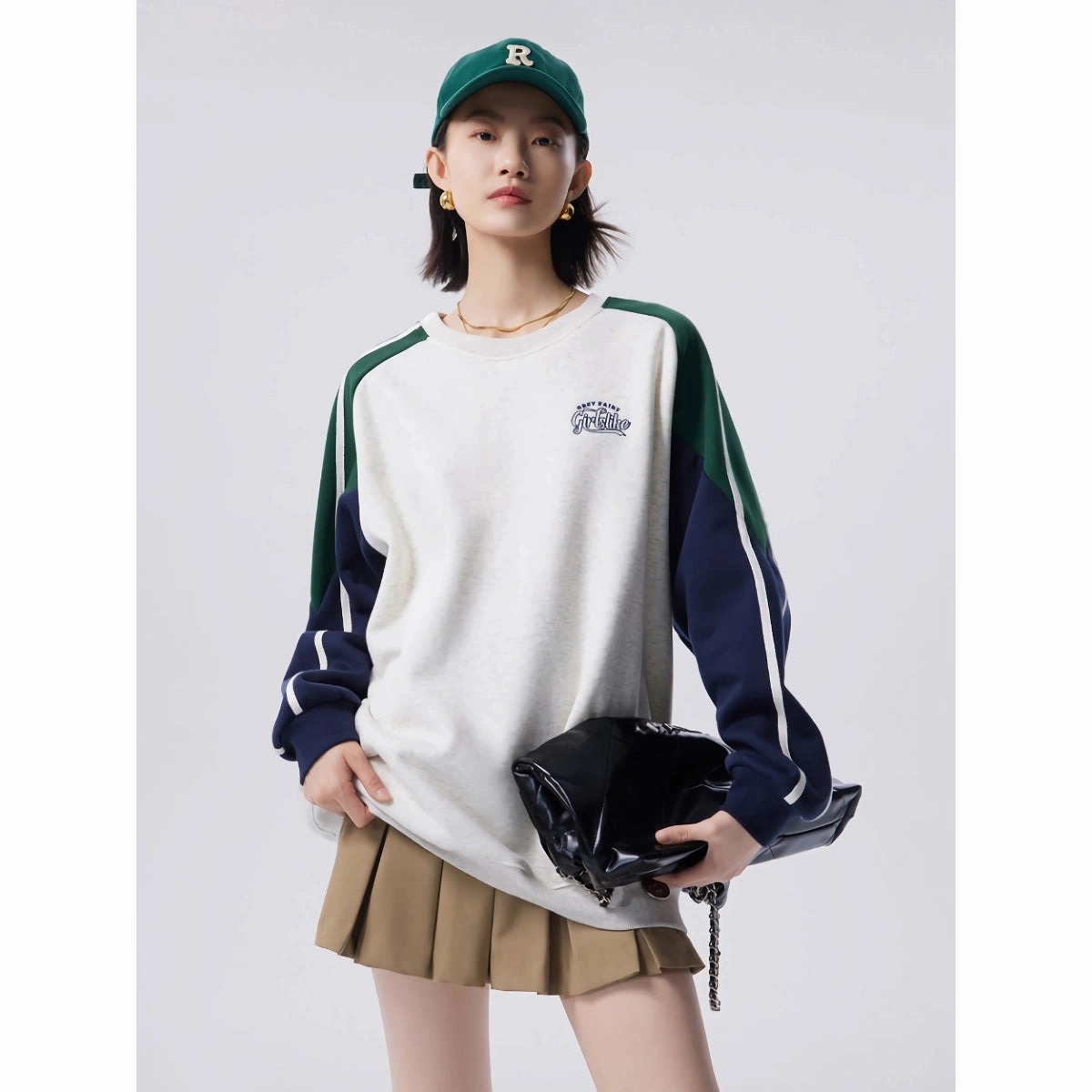 Women's Contrast Stitching Pullover - Casual Autumn Hoodie No Wrinkle