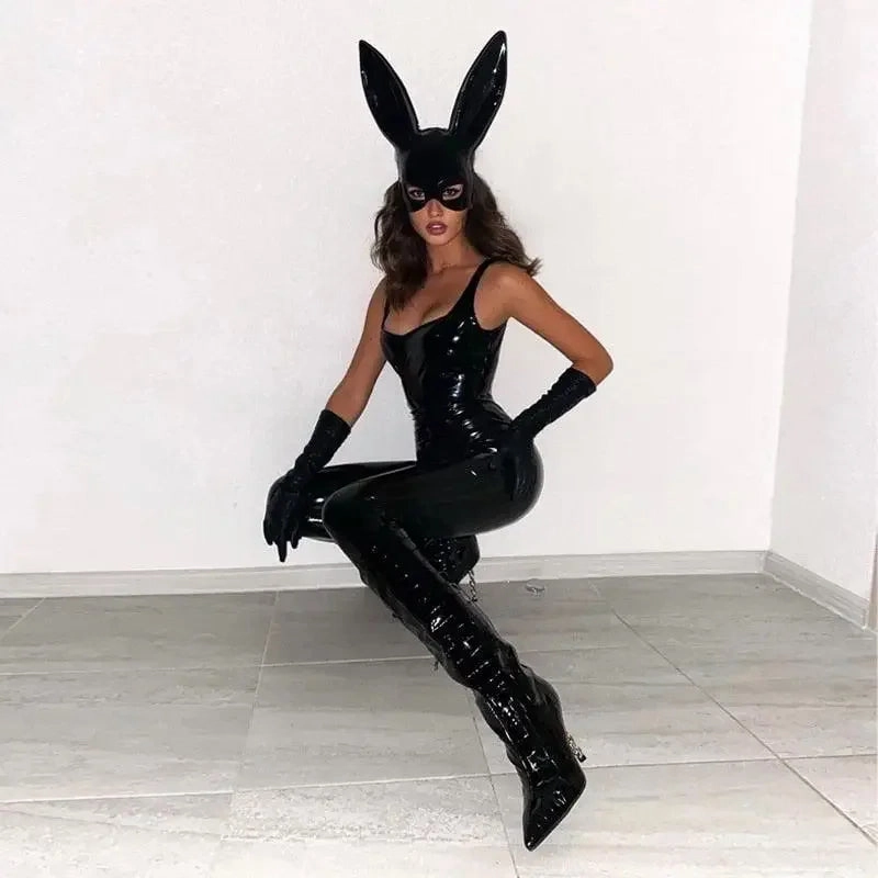 Streetwear Leather Jumpsuit Flexible Bold Casual Minimal