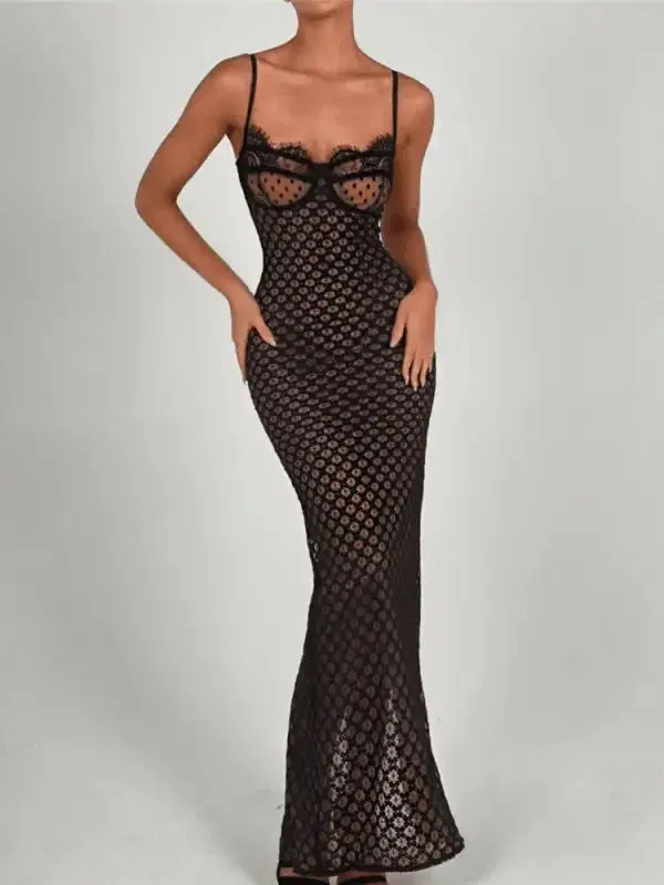 Elegant Sheath Lace Dresses Casual Trousers Concert Vibe