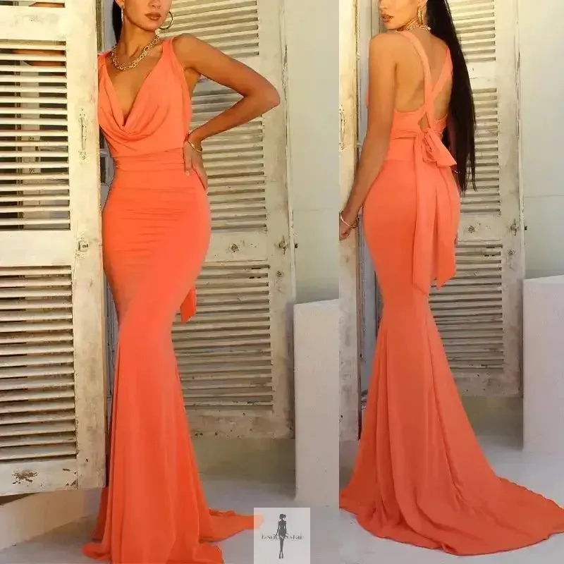 Stretch Prom Gown Dress FlexibleNeckline