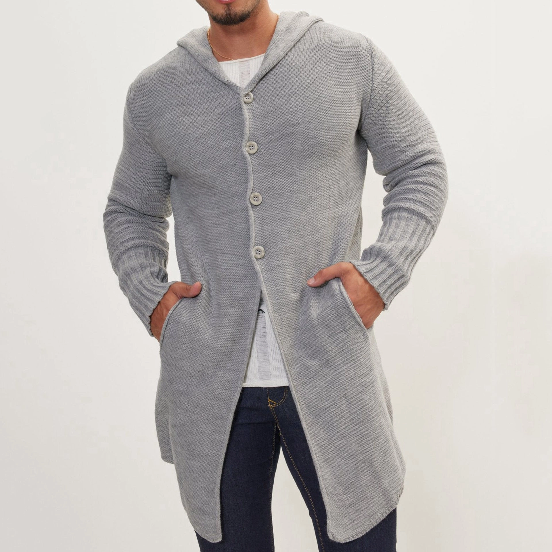 WrinkleFreeKnit Mid-length Pocket Cardigan Sweater Coat