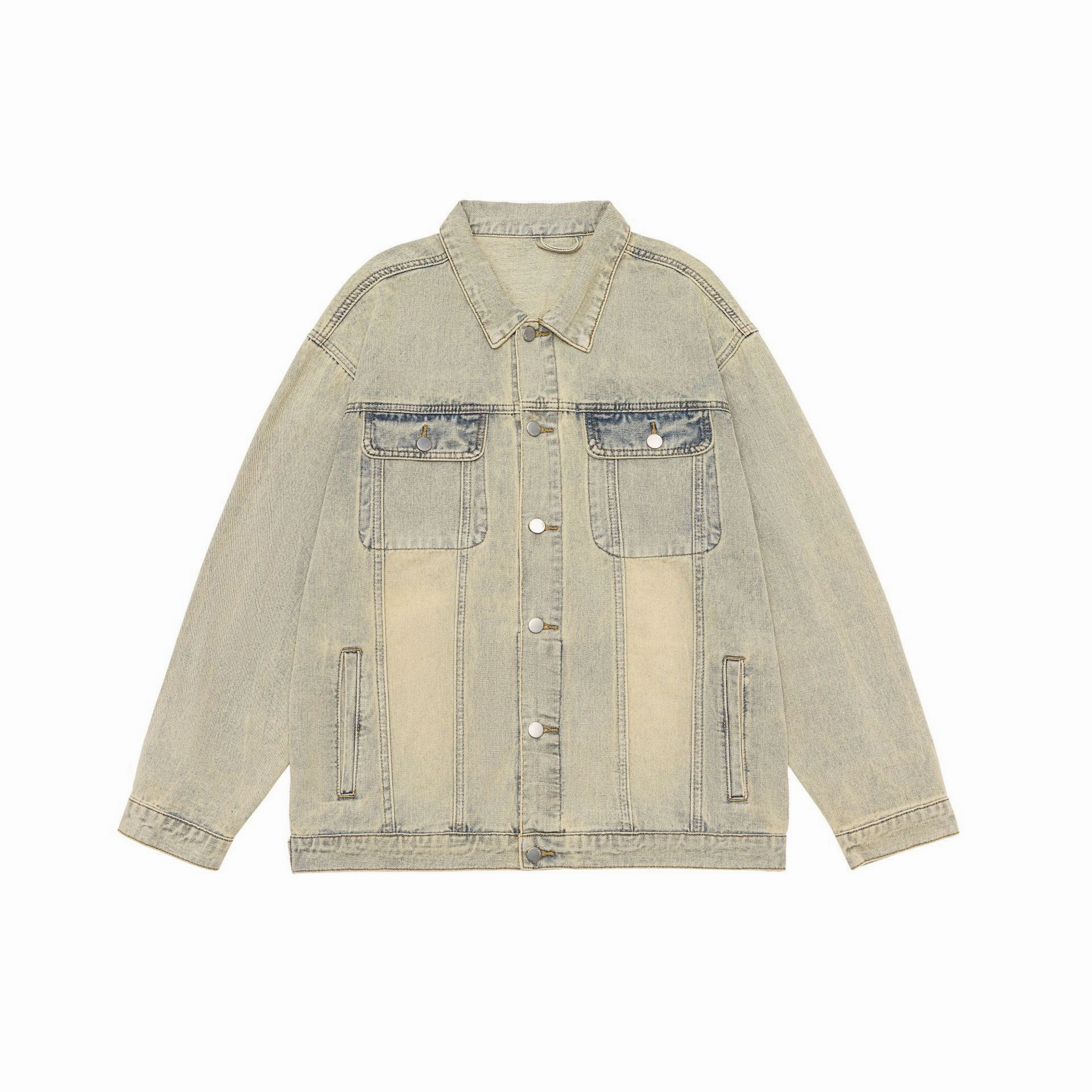 NonBulkyLayers AntiPillingFinish American Retro Washed Denim Jacket Fall And Winter Lapels Jacket