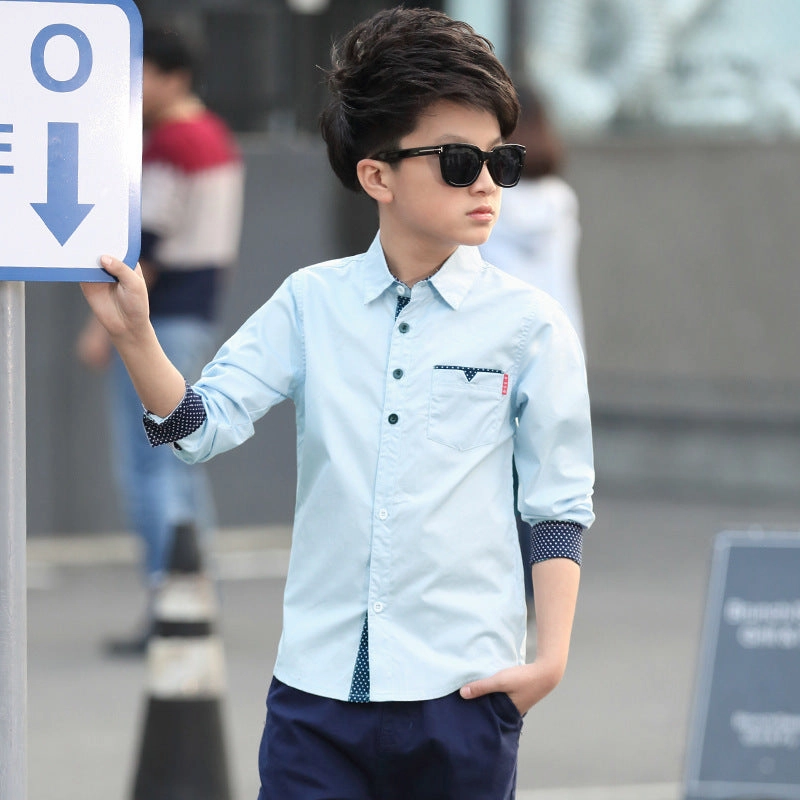 Wide Shoulder Cut BoxySilhouette Student Spring And Autumn Trendy Fan Lapel Polka Dot Shirt