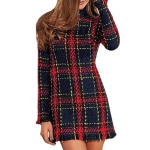 Plaid Bodycon Sweater Dress for Women Essential Piece