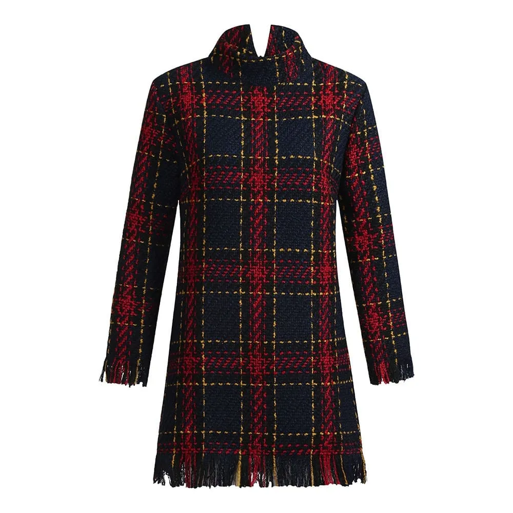 Plaid Bodycon Sweater Dress for Women Modern Layers