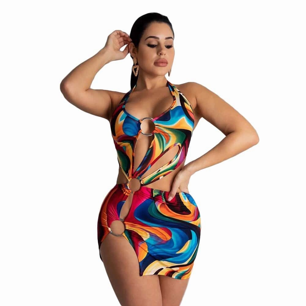 Mermaid-Hem Summer Colorful Mini Dress for Women